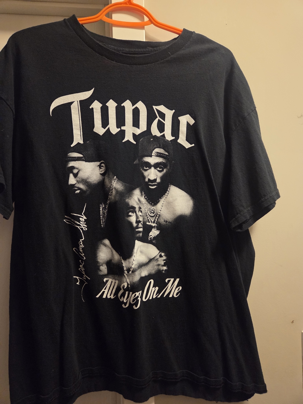 H&M Black Graphic Tee with Tupac Portraits